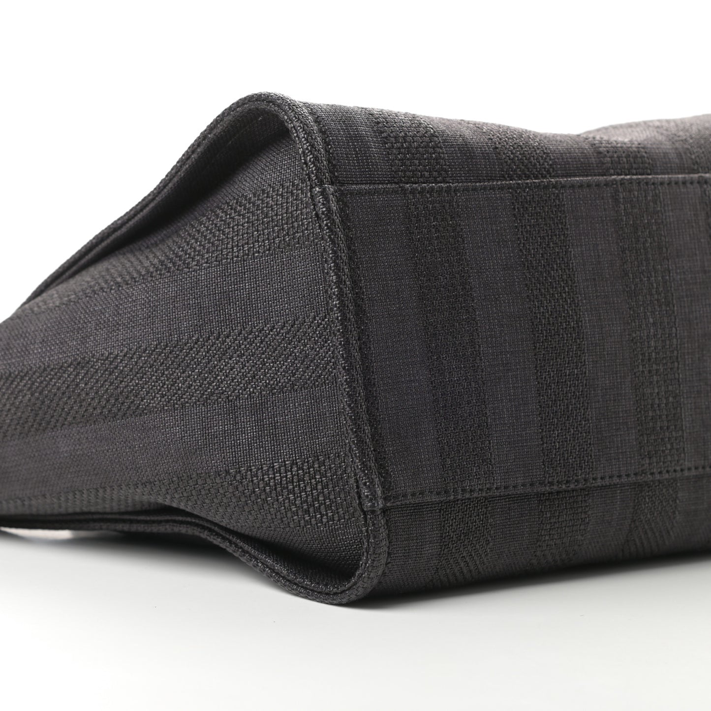 Mixed Fibers Calfskin Striped Medium Deauville Tote Black
