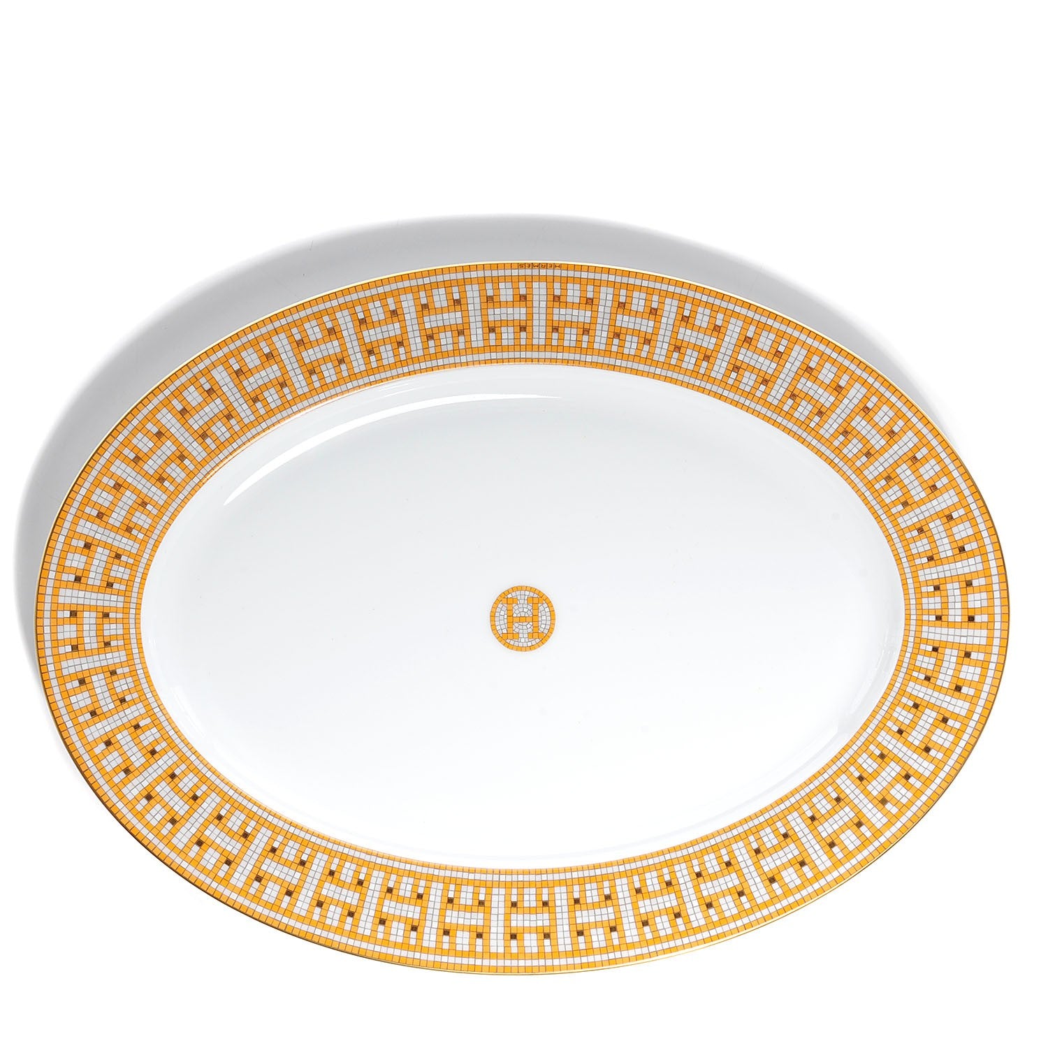 Hermes Porcelain Mosaique Au 24 Small Oval Platter 14.6" 1 of 4