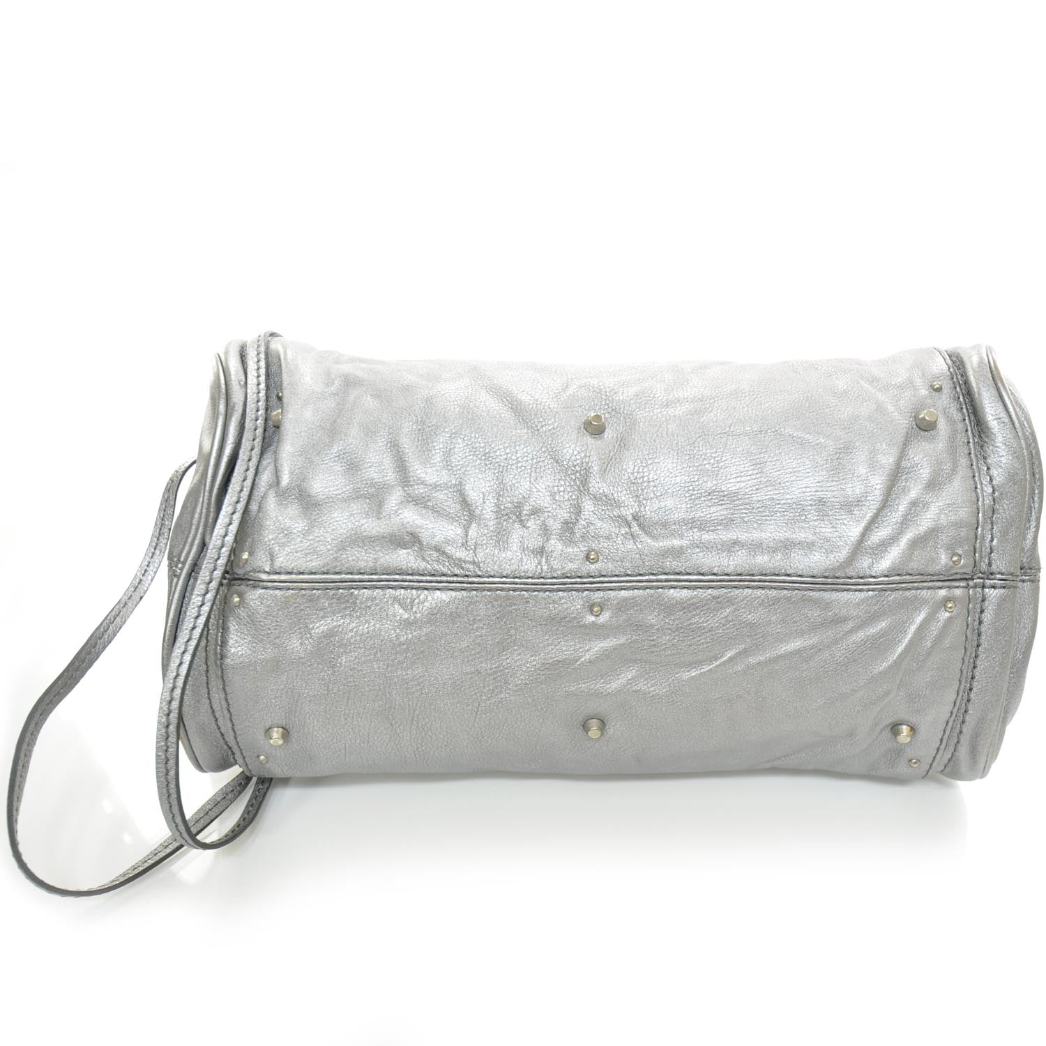 Chloe Leather Crystal Paddington Satchel Metallic Silver 3 of 12