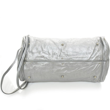 Chloe Leather Crystal Paddington Satchel Metallic Silver 3 of 12