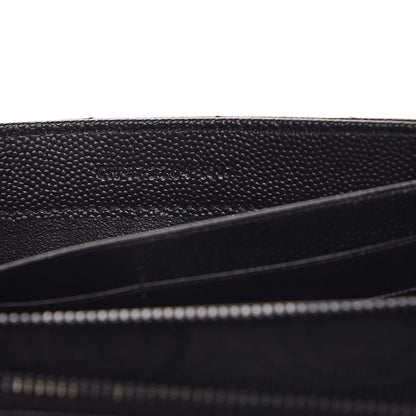 Saint Laurent Grain De Poudre Matelasse Chevron Monogram Flap Wallet Black 7 of 9