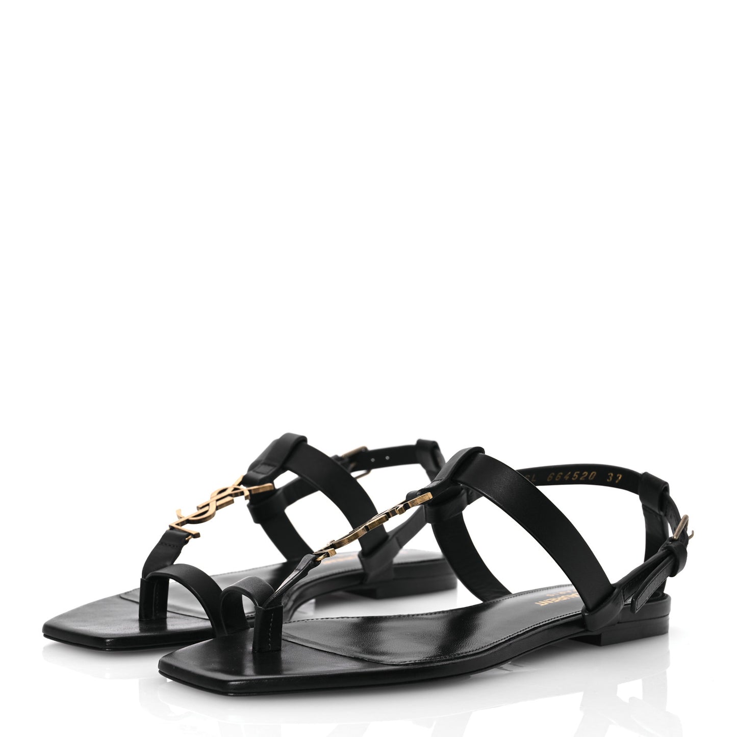 Calfskin Cassandra Monogram Sandals 37 Black