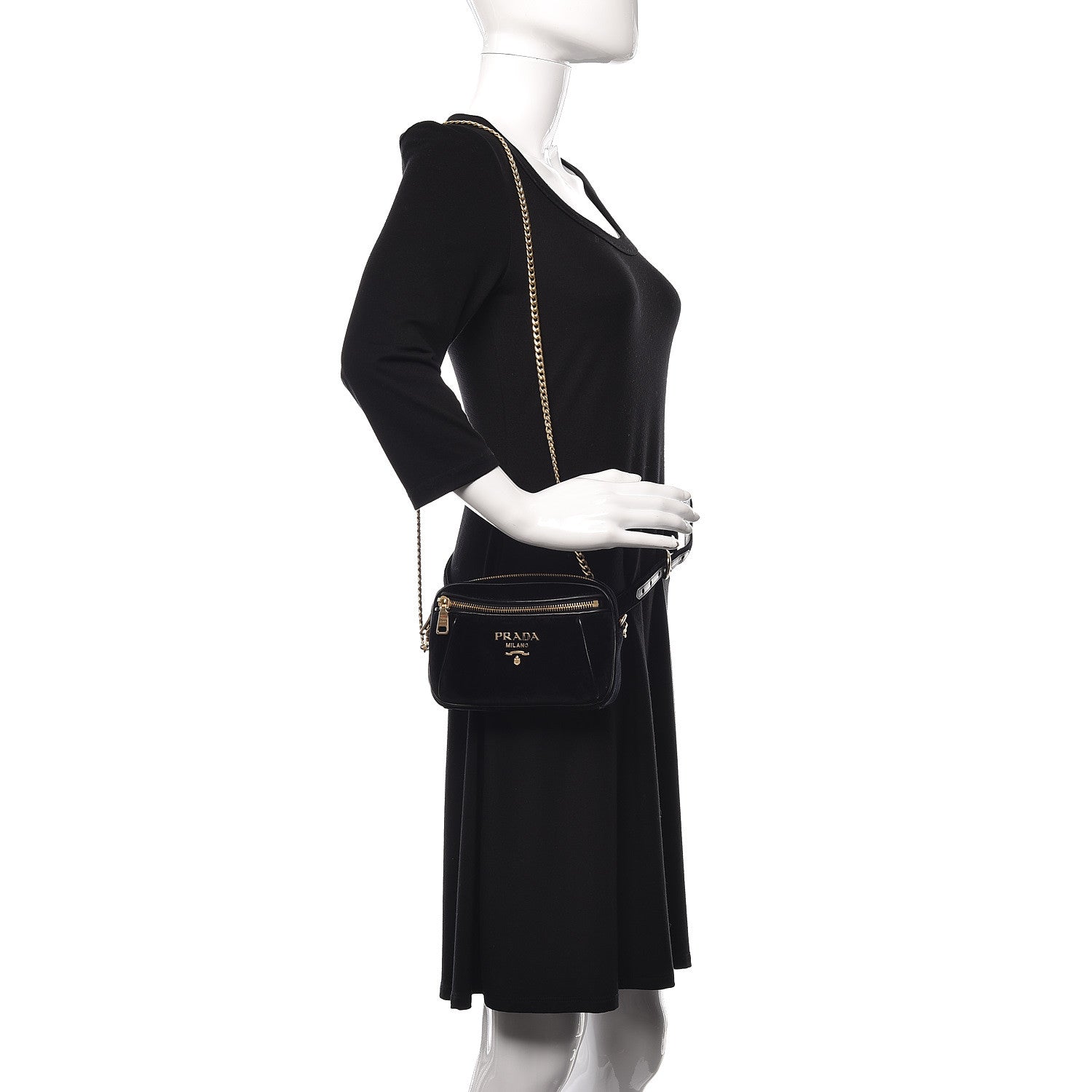 Prada Velluto Belt Bag Black 2 of 9