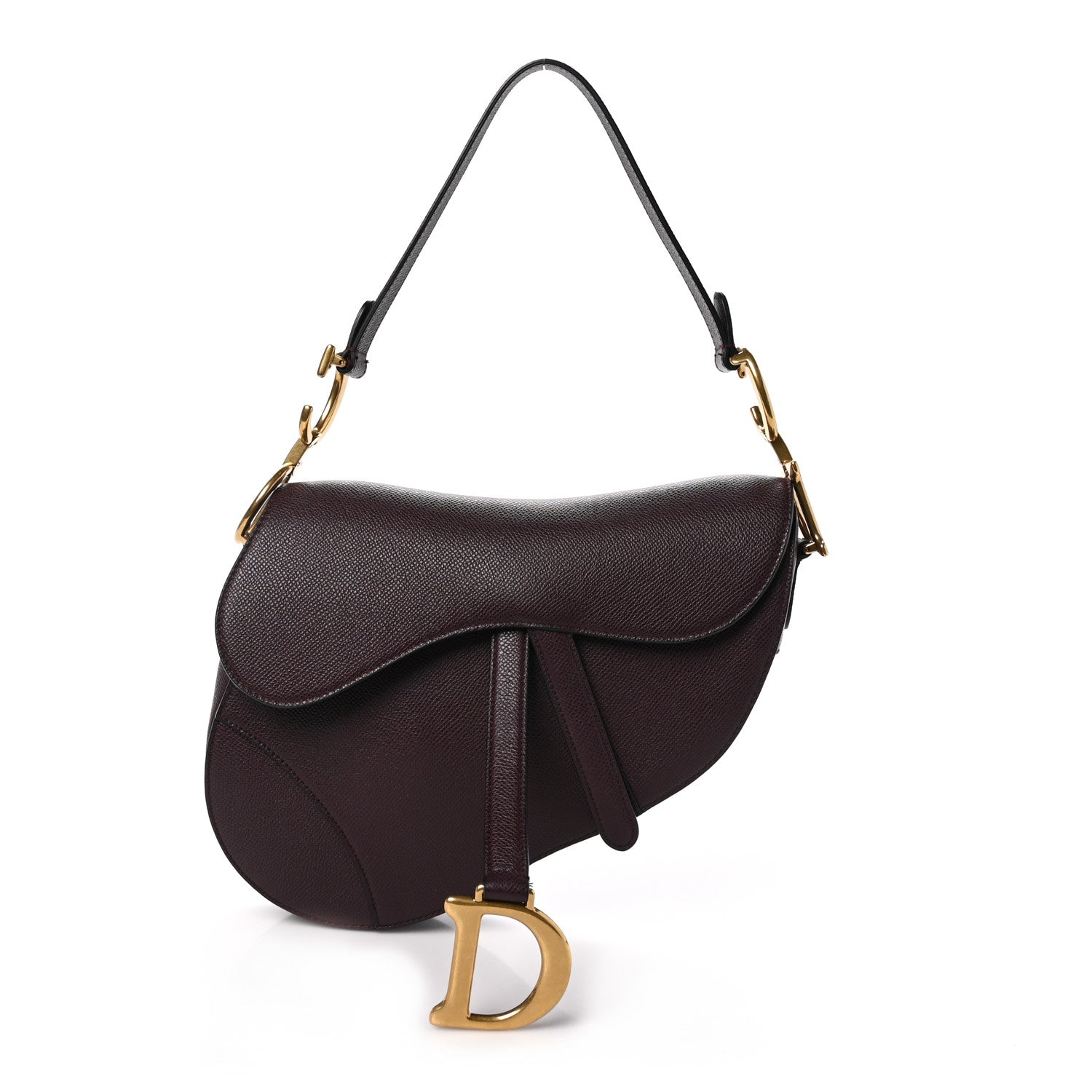 Christian Dior Grained Calfskin Saddle Bag Burgundy 1 of 10