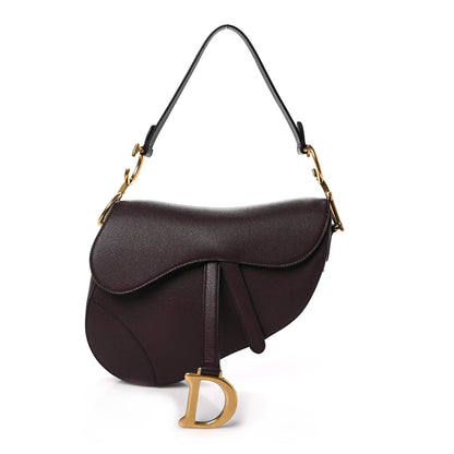 Christian Dior Grained Calfskin Saddle Bag Burgundy 1 of 10
