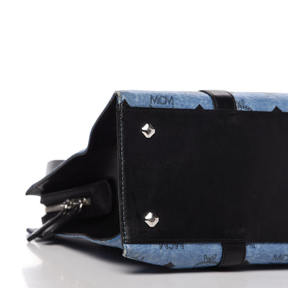 MCM Visetos Shopper Tote Blue 6 of 9