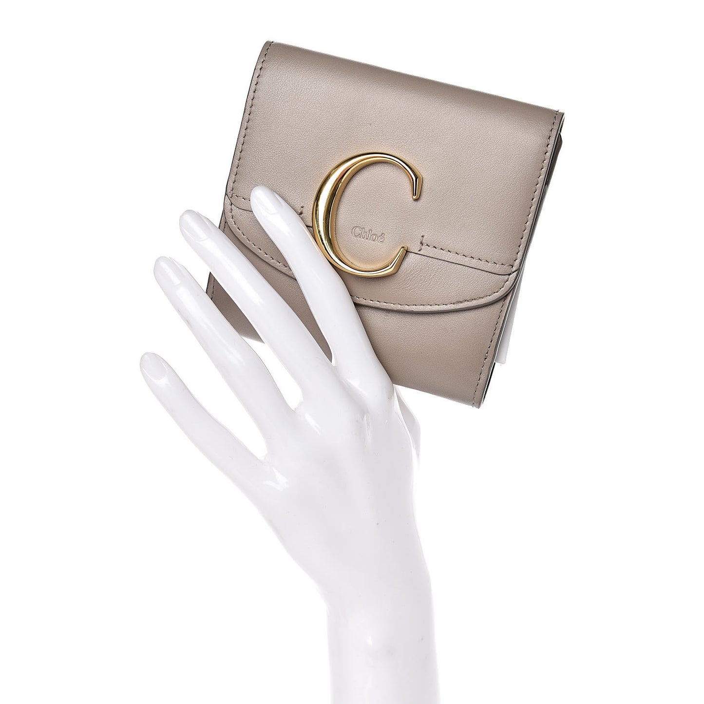 Shiny Calfskin Square Wallet Motty Grey