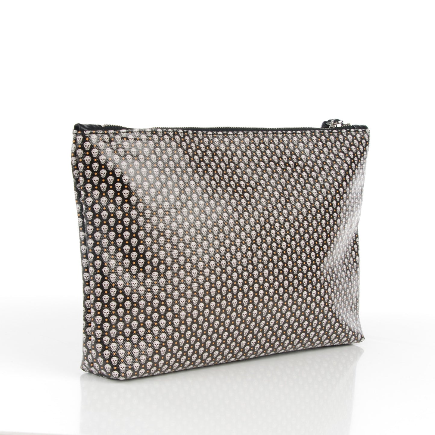 Coated Canvas Mini Skull Zipped Pouch Black