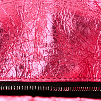 Balenciaga Metallized Crushed Calfskin Quilted Small Monaco Shoulder Bag Pink 6 of 10