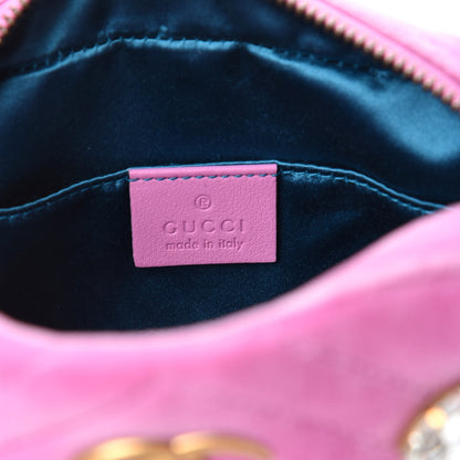 Gucci Velvet Matelasse Marquise Crystals Mini GG Marmont Chain Shoulder Bag Malva 8 of 10