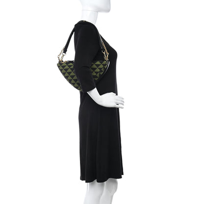 Prada Jacquard Calfskin Triangolo Symbole Embroidered Mini Triangle Double Bag Black Edera 2 of 8
