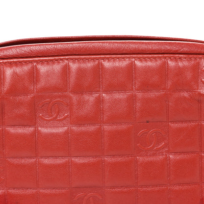 Chanel Lambskin Embossed CC Chocolate Bar Shoulder Bag Red 8 of 11
