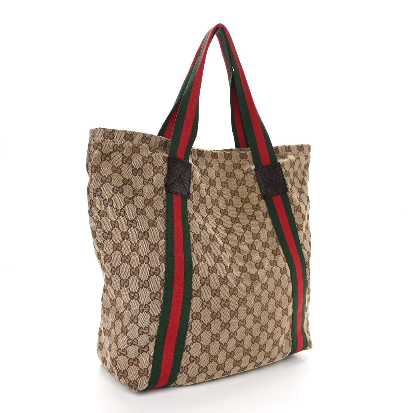 GG Monogram Medium Web Handle Vertical Tote Dark Brown