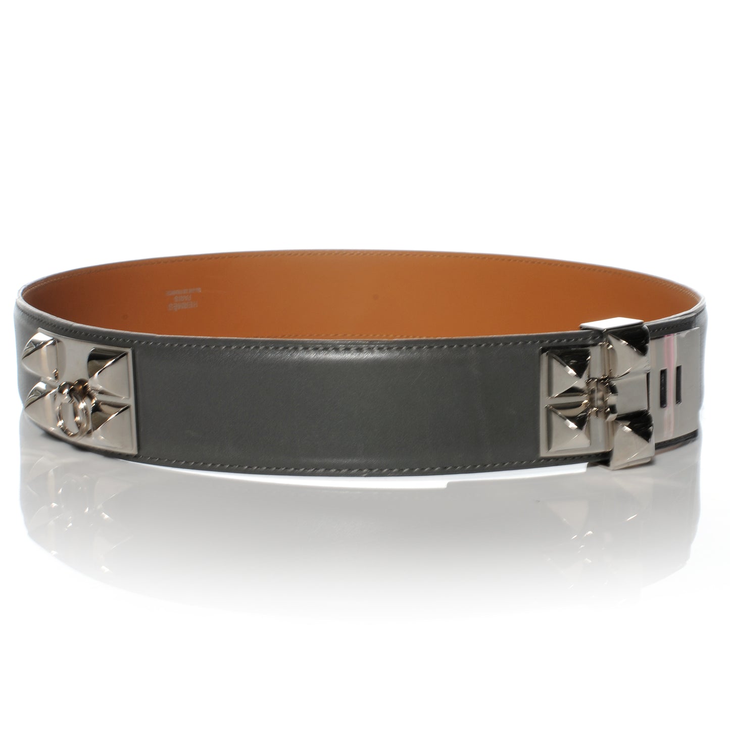 Box Leather Collier De Chien Belt Ardoise 75