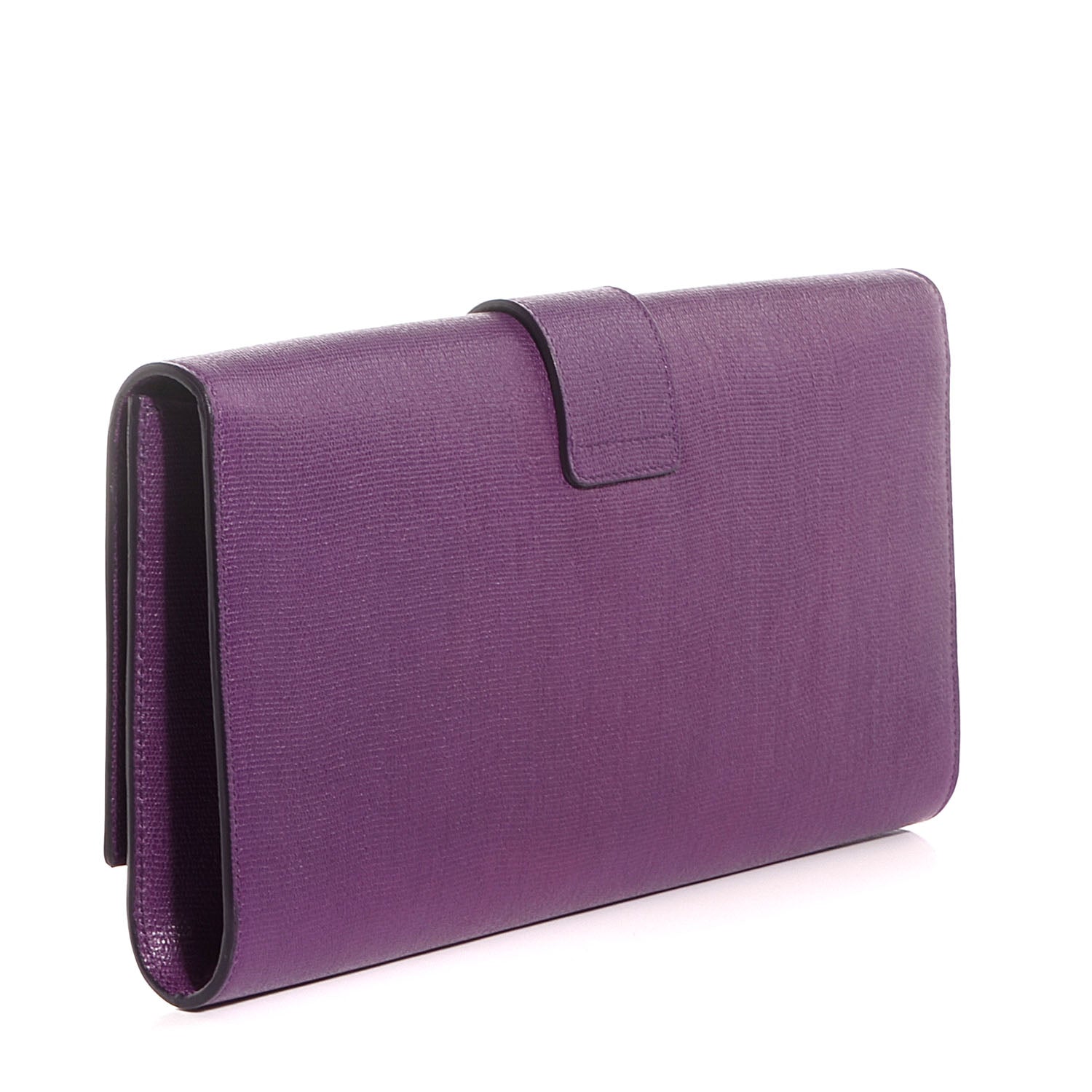 Saint Laurent Textured Leather ChYc Clutch Purple 3 of 7