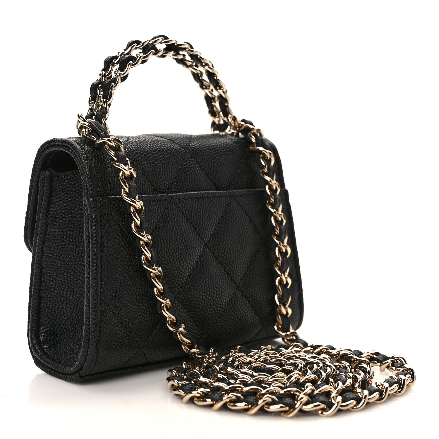 Chanel Caviar Quilted Chain Top Handle With Chain Black 3 of 9