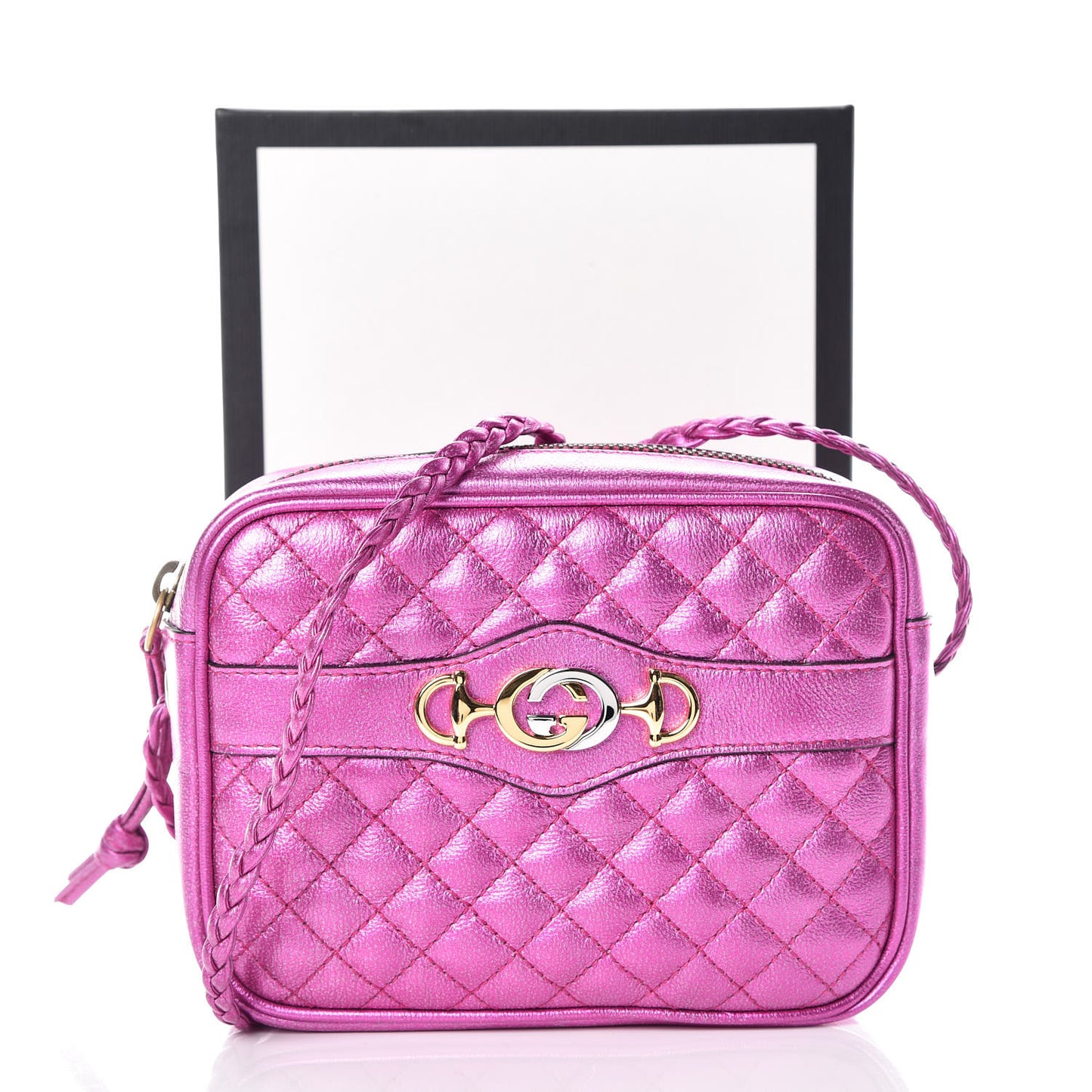 Laminated Nappa Trapuntata Mini Zumi Shoulder Bag Fuxia