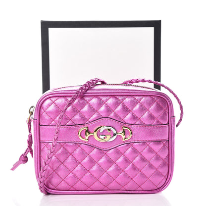 Gucci Laminated Nappa Trapuntata Mini Zumi Shoulder Bag Fuxia 10 of 10