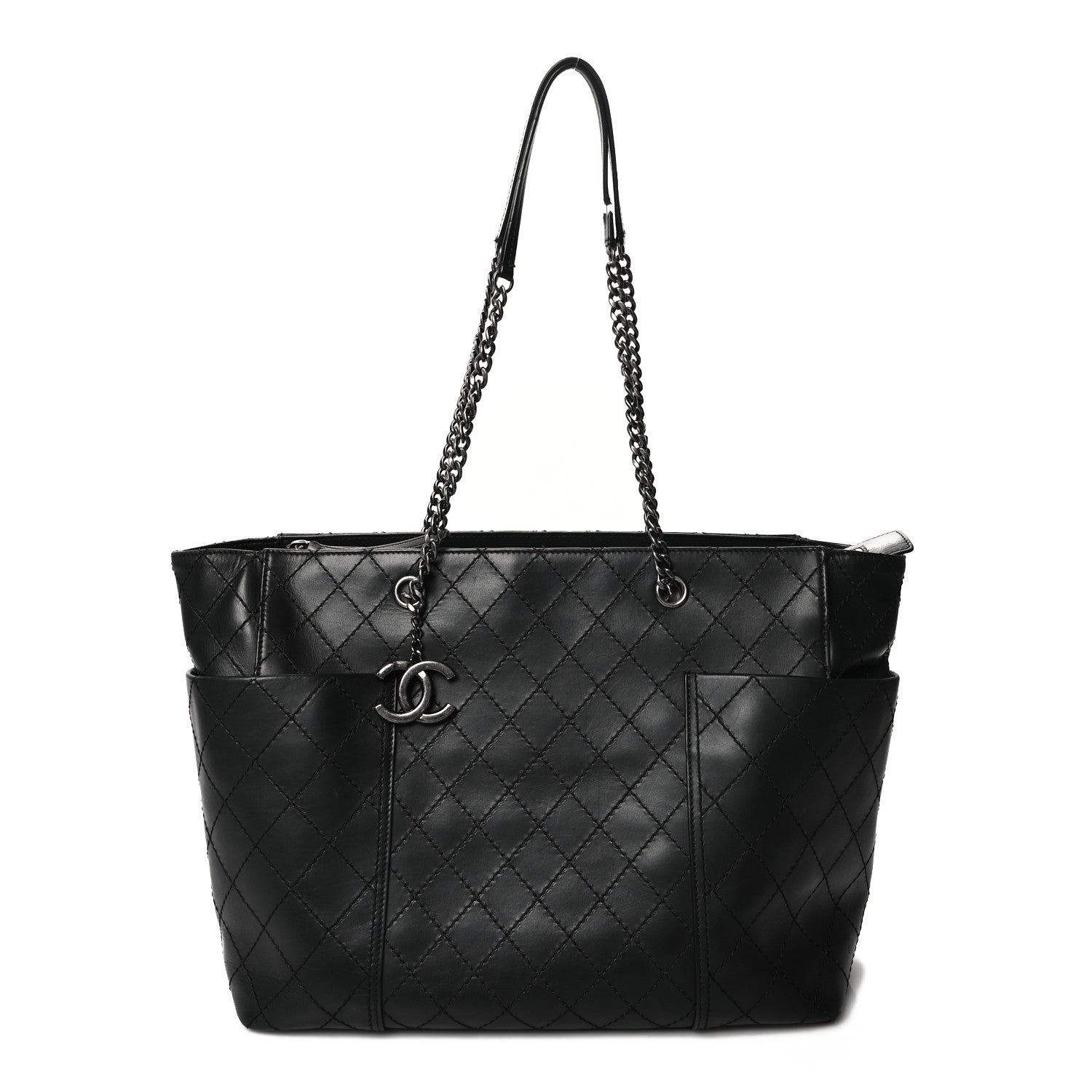 Chanel Lambskin Stitched Shopping Tote Black 1 of 12