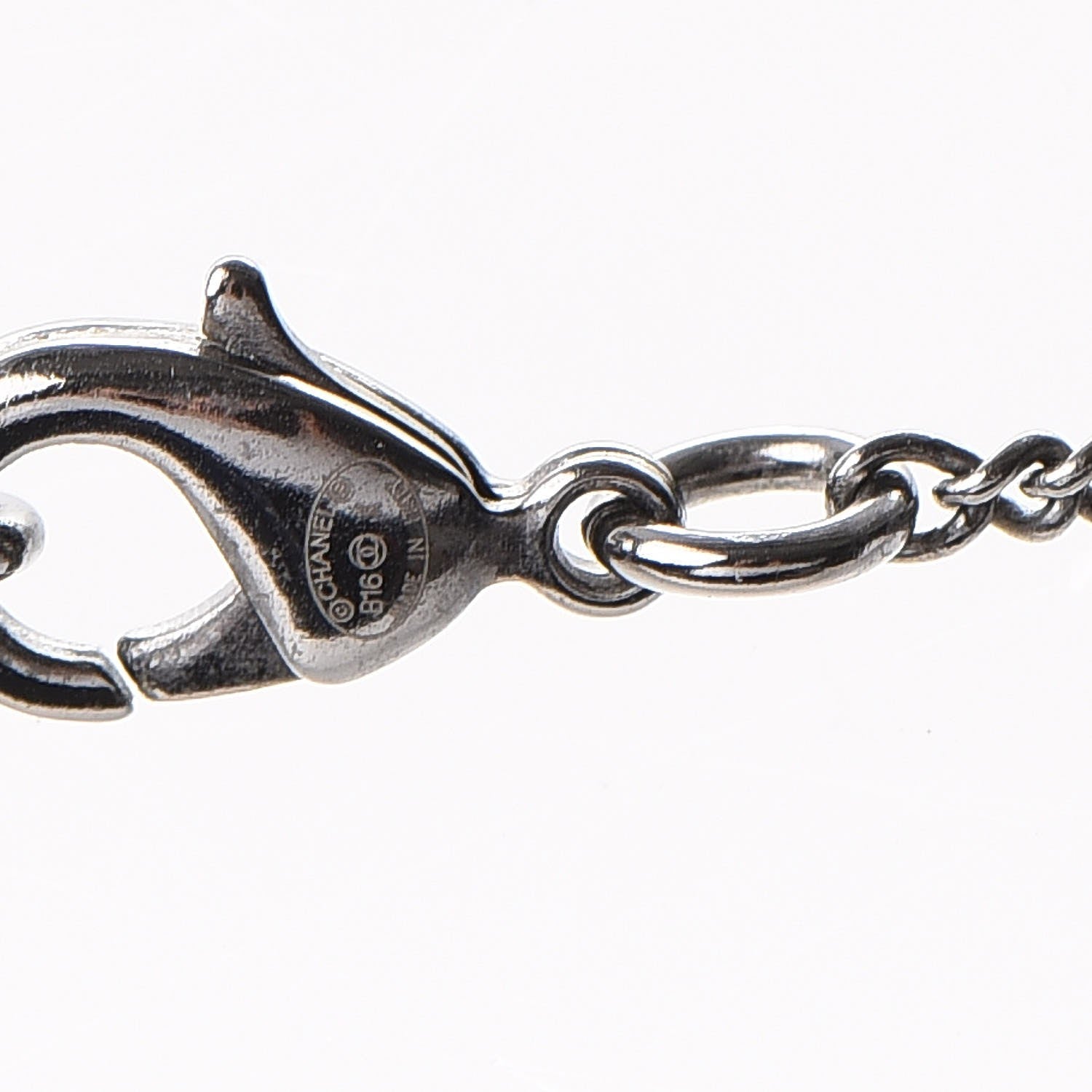 Chanel Crystal CC Smiley Emoji Pendant Necklace Silver Black 6 of 6