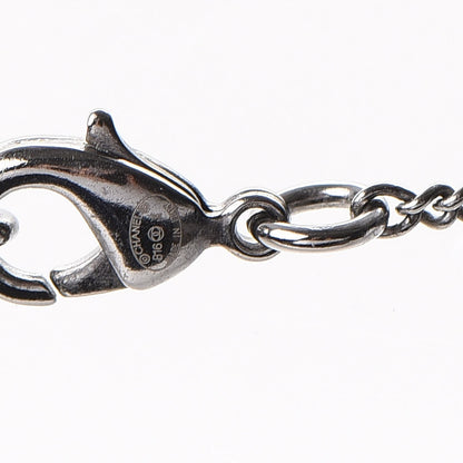 Chanel Crystal CC Smiley Emoji Pendant Necklace Silver Black 6 of 6