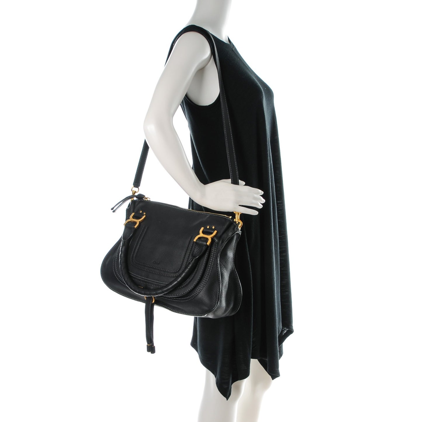 Calfskin Medium Marcie Satchel Black