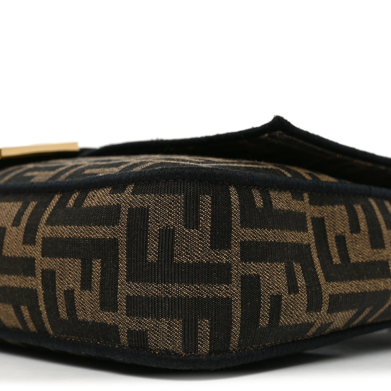 Fendi Fabric Jacquard FF 1974 Large Baguette Tobacco Moro Black 10 of 11