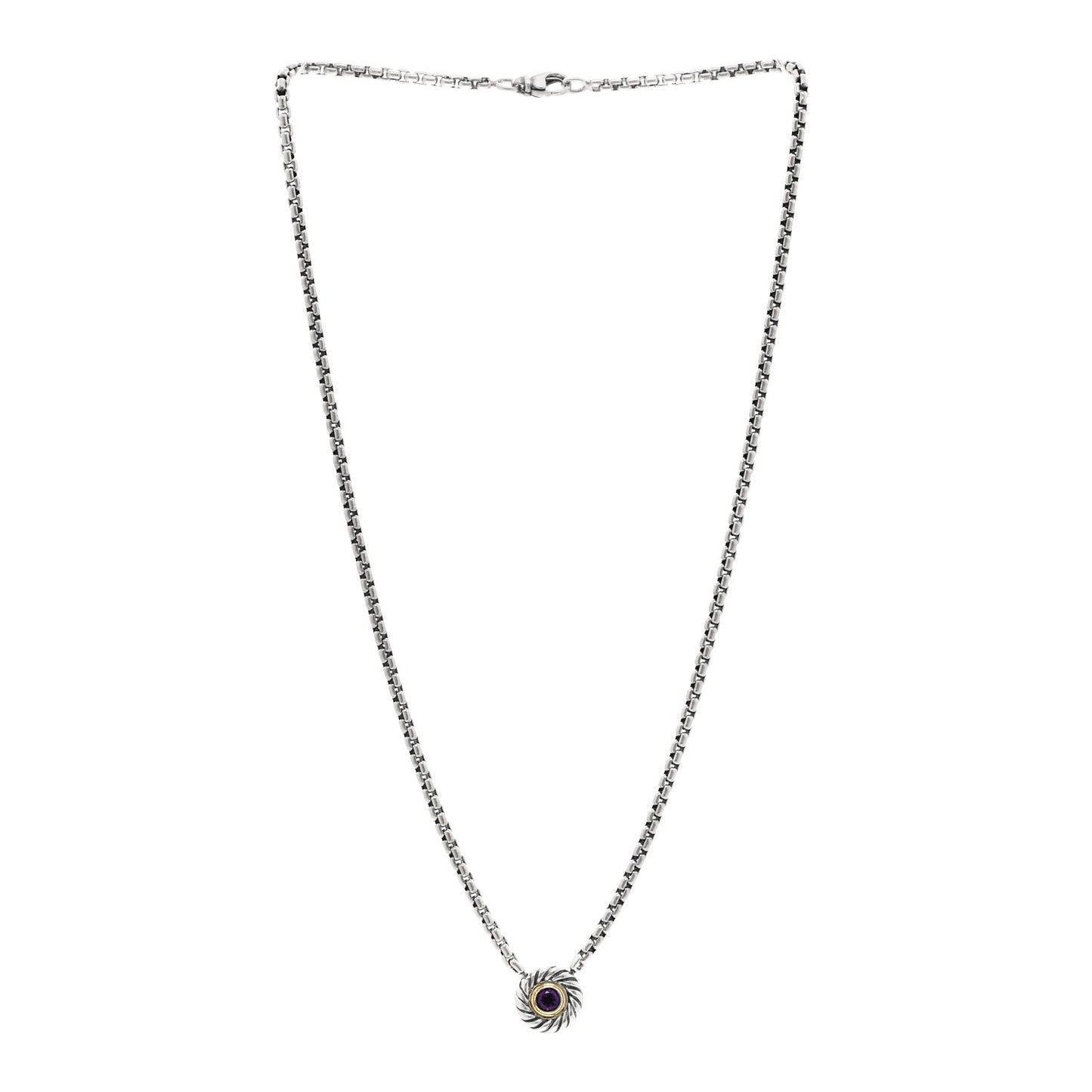 Sterling Silver 14K Yellow Gold Amethyst Cookie Necklace