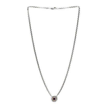 David Yurman Sterling Silver 14K Yellow Gold Amethyst Cookie Necklace 3 of 6