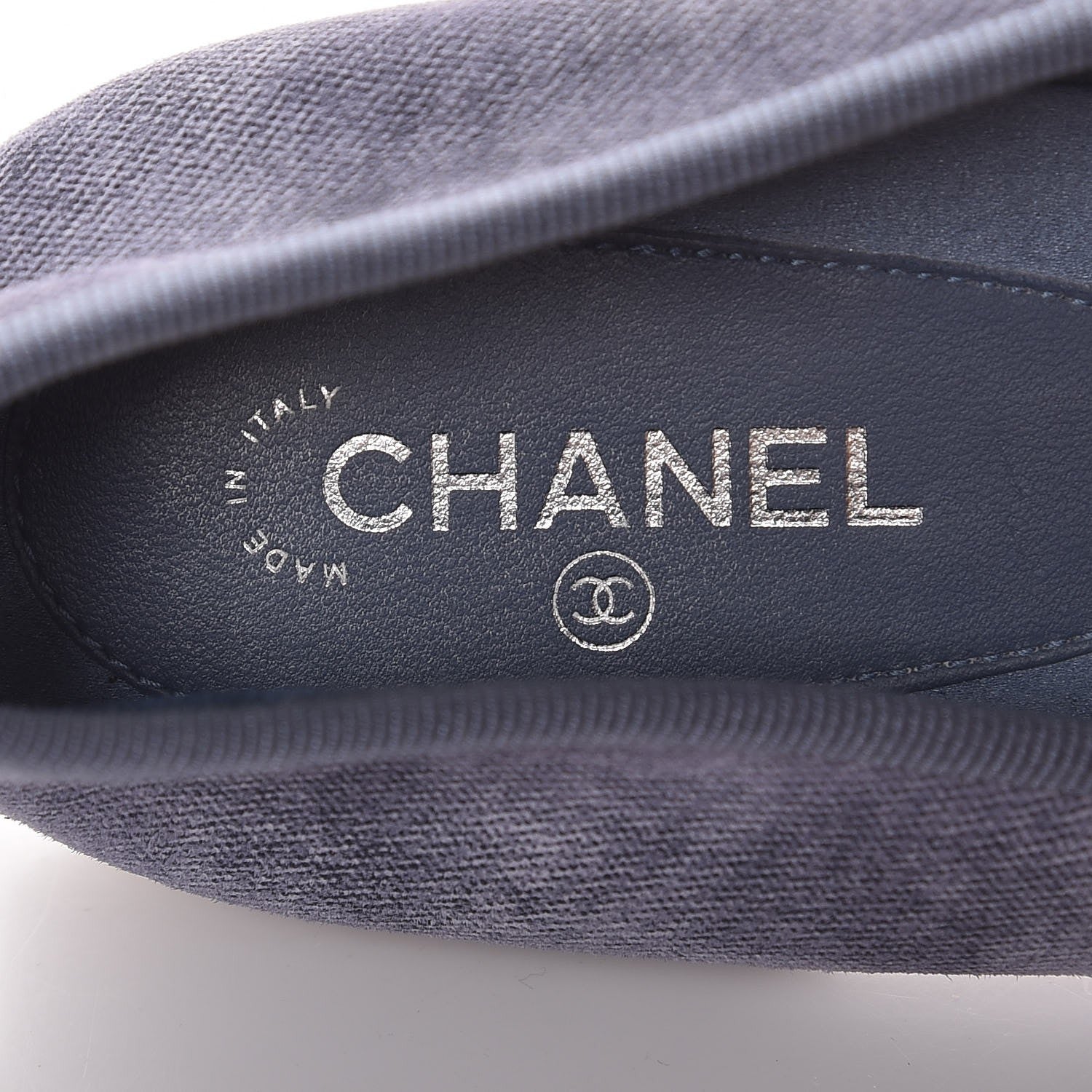Chanel Satin Denim Goatskin CC Cap Toe Ballerina Flats 37.5 Blue 6 of 9