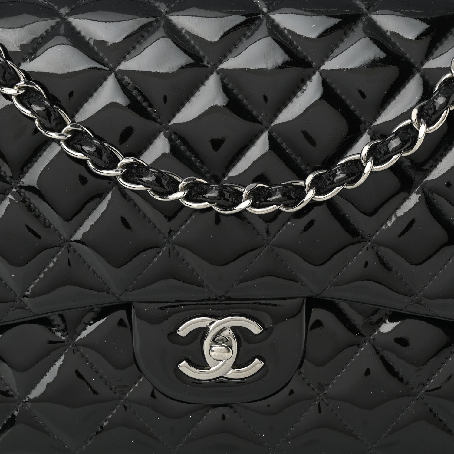 Chanel Patent Quilted Jumbo Double Flap Black 8 of 10