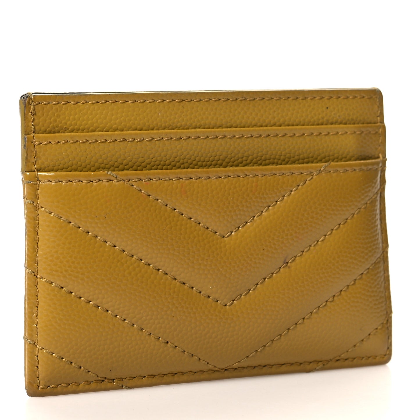 Grain De Poudre Matelasse Chevron Monogram Credit Card Case Light Chartreuse