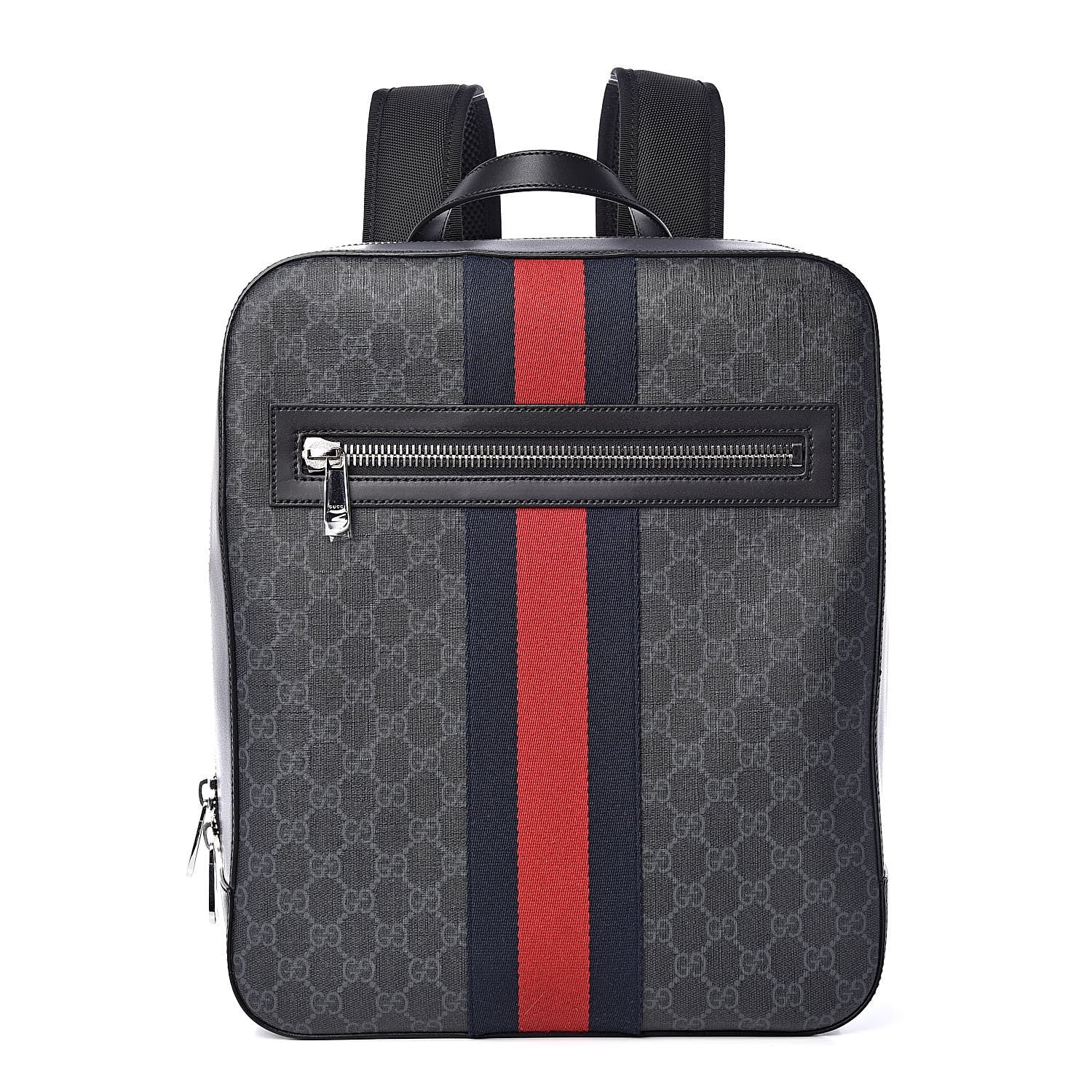 Gucci GG Supreme Monogram Web Tote Backpack Black Grey 1 of 9