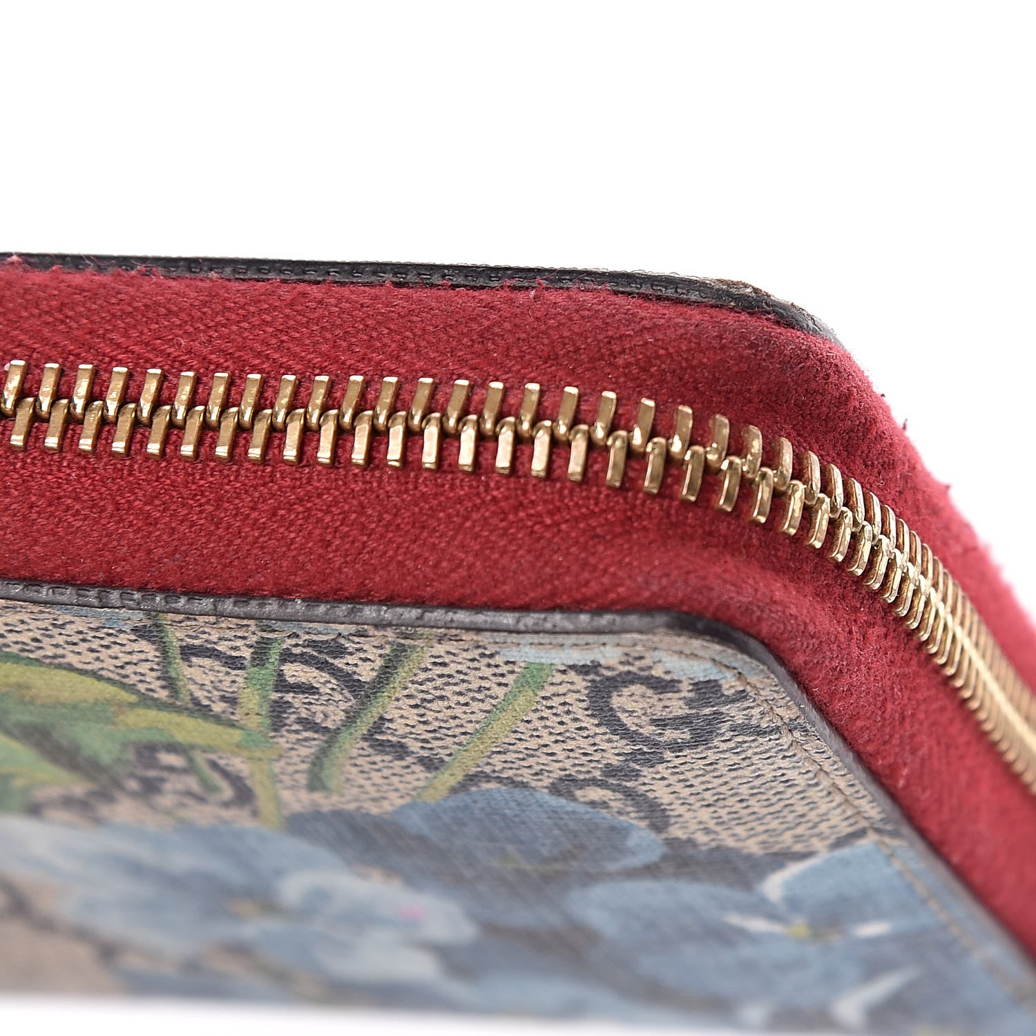Gucci GG Supreme Monogram Blooms Zip Around Wallet Blue Red 13 of 14