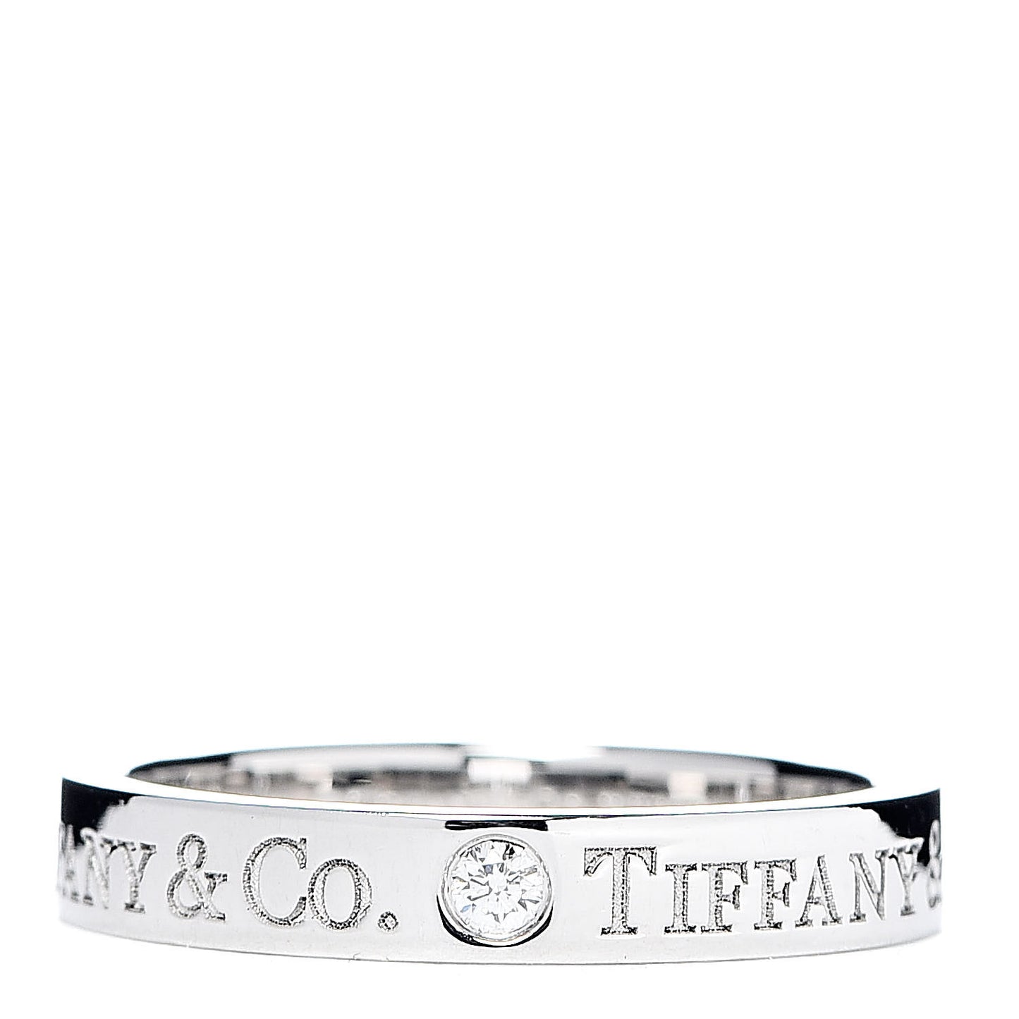 Platinum Diamond Logo Band Ring 49 5