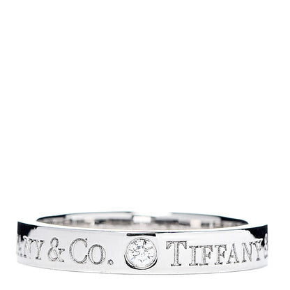 Tiffany Platinum Diamond Logo Band Ring 49 5 1 of 4