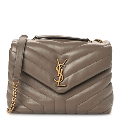 Saint Laurent Calfskin Y Quilted Monogram Small Loulou Chain Satchel Dark Beige 1 of 10