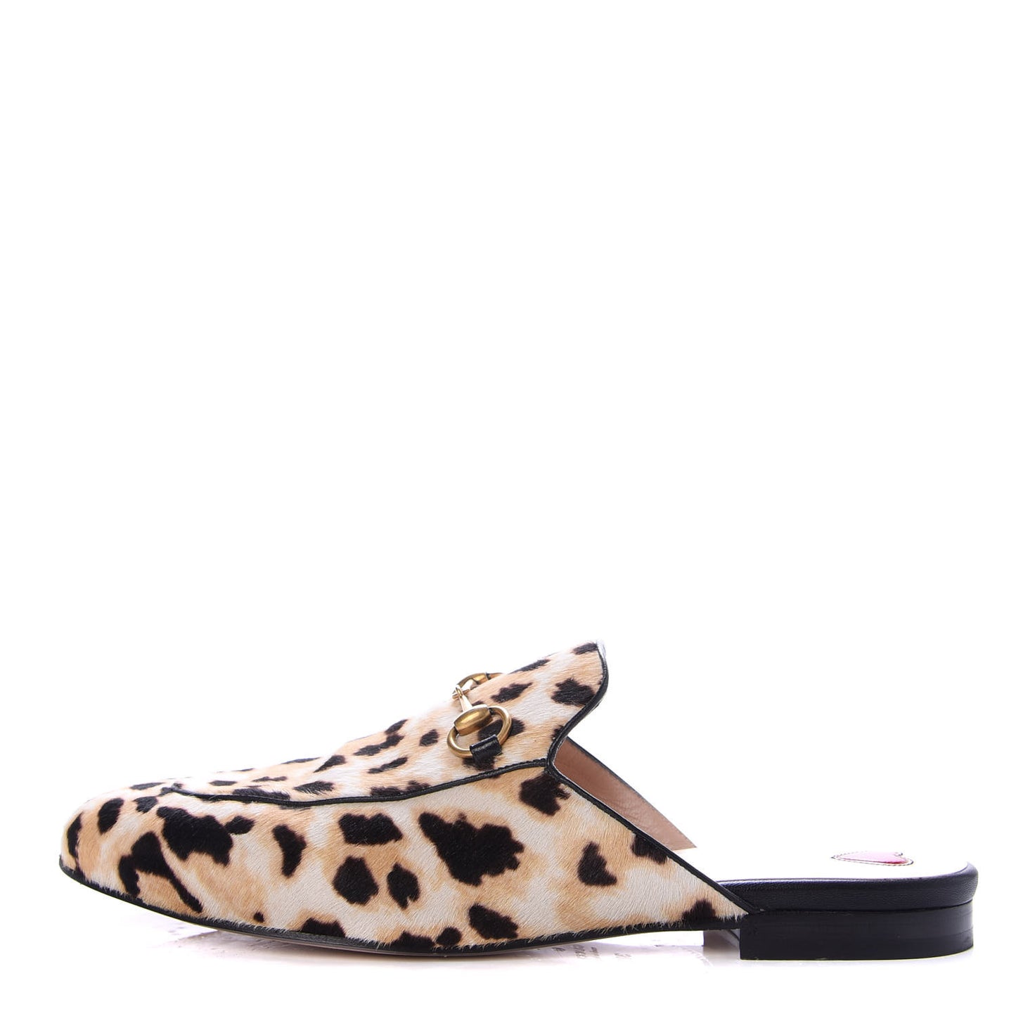 Calf Hair Leopard Print Womens Princetown Slippers 38.5 Naturale Black