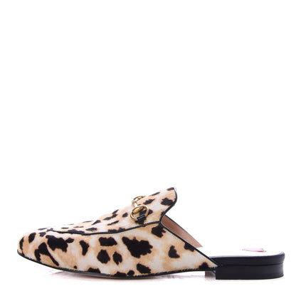 Gucci Calf Hair Leopard Print Womens Princetown Slippers 38.5 Naturale Black 1 of 10