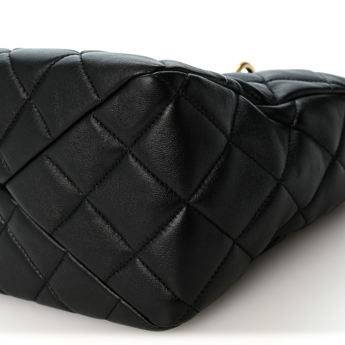 Lambskin Quilted Small Top Handle Shopping Bag Black