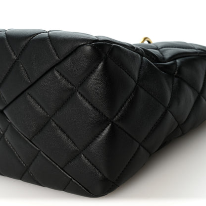 Chanel Lambskin Quilted Small Top Handle Shopping Bag Black 19 of 19