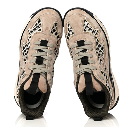 Chanel Suede Calfskin Embroidered CC Sneakers 37.5 Beige Black 5 of 14