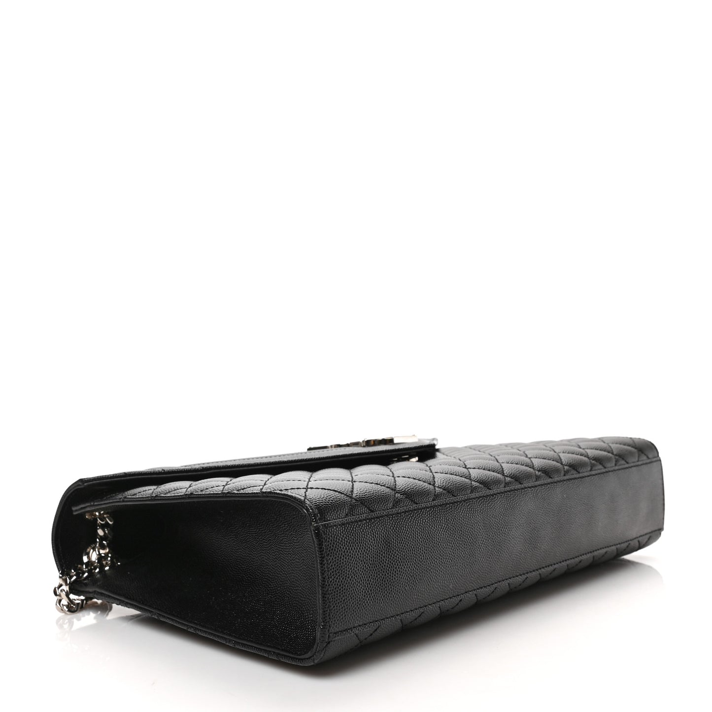 Grain De Poudre Textured Mixed Matelasse Large Triquilt Monogram Satchel Black