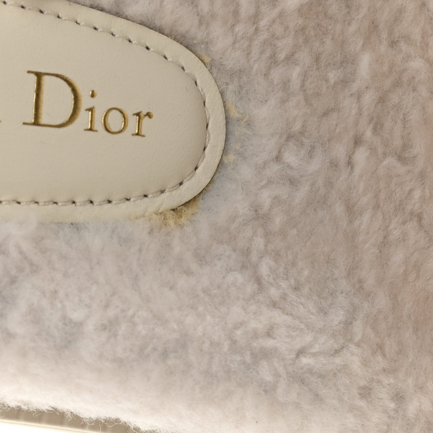 Christian Dior Shearling Canvas Embroidered Dway 10mm Slide Sandals 39 Natural Deep Blue 9 of 10