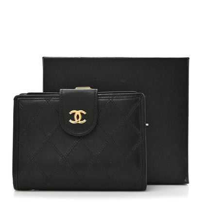 Chanel Lambskin Diamond Stitched Compact French Wallet Black 14 of 14