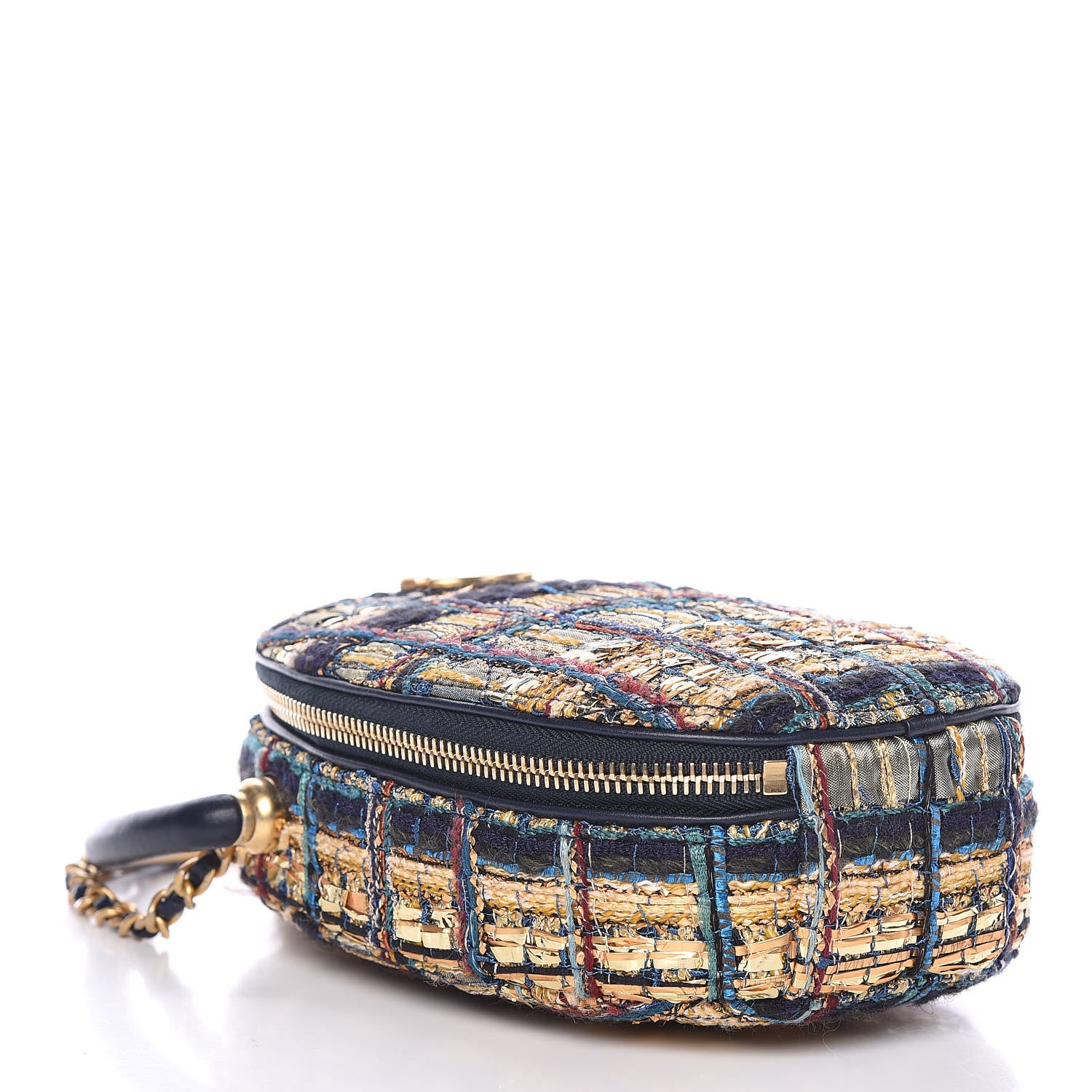 Chanel Tweed Camera Case Gold Blue Light Green Black 4 of 9