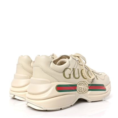 Gucci Calfskin Logo Womens Rhyton Sneakers 37 Ivory 4 of 9