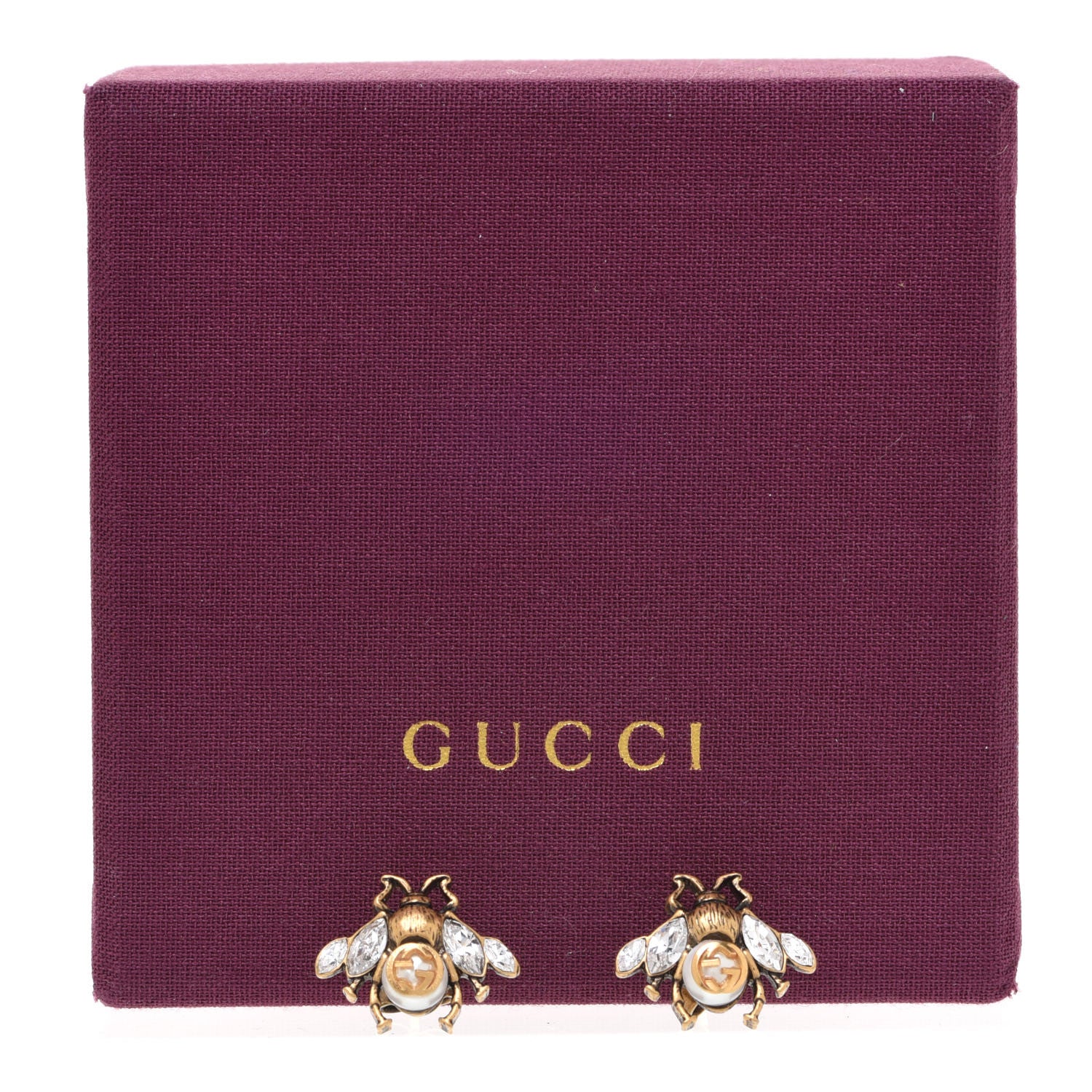 Gucci Crystal Pearl GG Bee Earrings Gold 5 of 5