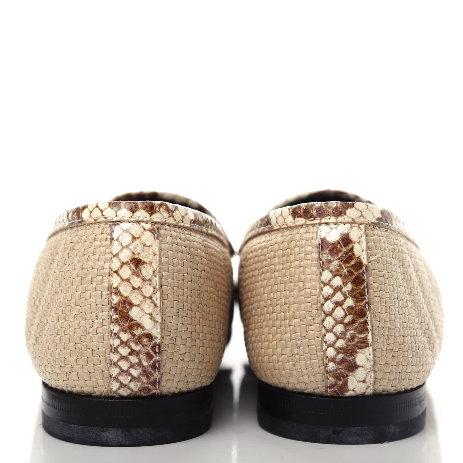 Gucci Raffia Elaphe Matelasse Horsebit Womens Jordaan Loafers 37.5 Natural Cream Brown 7 of 11
