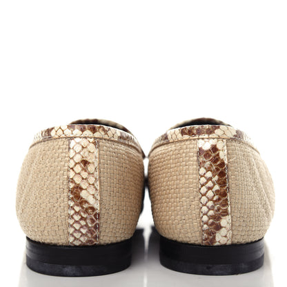 Gucci Raffia Elaphe Matelasse Horsebit Womens Jordaan Loafers 37.5 Natural Cream Brown 7 of 11